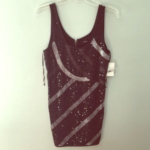 Black and silver sequin dress